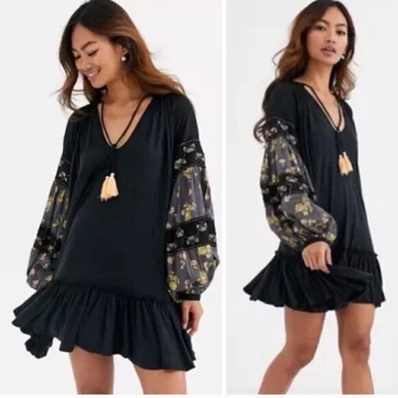 Free People Beaded Embellished Sleeve Tunic Dress Size XS - Picture 3 of 9